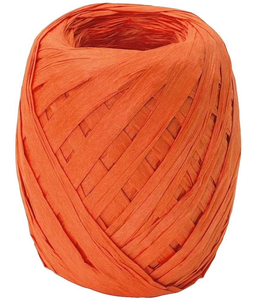     			PRANSUNITA Raffia Twine Yarn Eco Friendly Paper String Rope for Hand Knitting/Crochet/Gift Wrapping Christmas Florist DIY Decoration - Width 3 cm x 70 MTS (50 GMS)- Pack of 1 Rolls