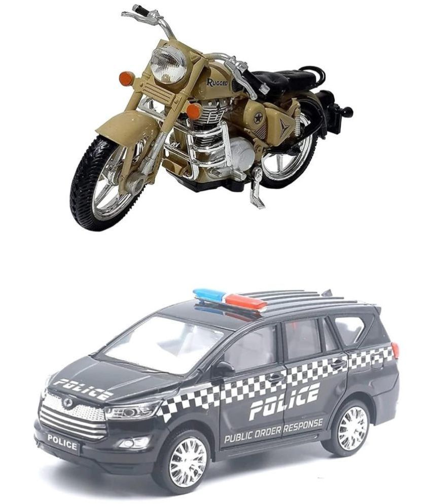     			Pack of 2- The Black Color Car and The Rugged Bike - Realistic Alloy Wheels and Realistic Design- Pull Back Action