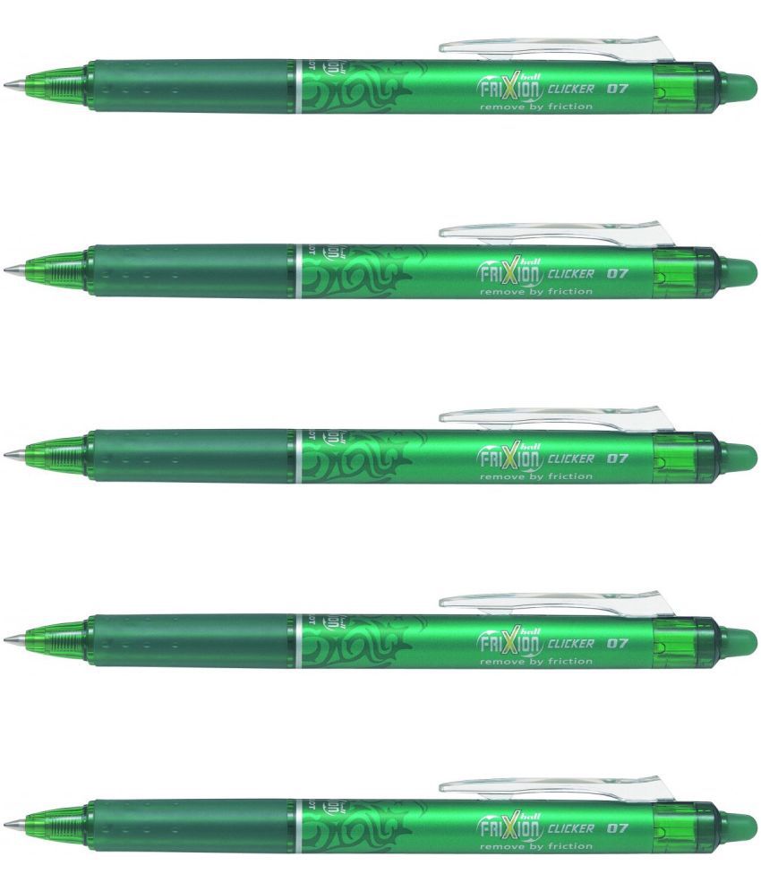    			Pilot Frixion RT Clicker Ball Pen Green Pack of 5