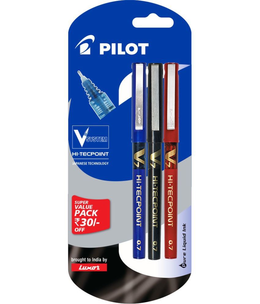    			Pilot Hi-Tecpoint V7  Pack of 3 (1 Blue, 1 Black and 1 Red)
