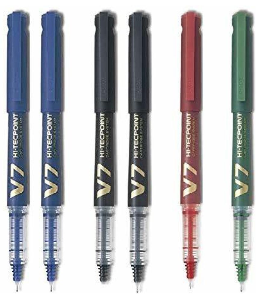     			Pilot Hi-Tecpoint V7 Cartridge Pen Pack of 6 (2 Blue, 2 Black, 1 Red and 1 Green)
