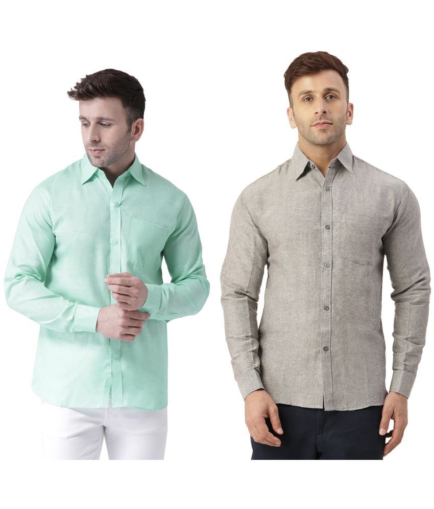     			RIAG 100% Cotton Regular Fit Self Design Full Sleeves Men's Casual Shirt - Grey ( Pack of 2 )