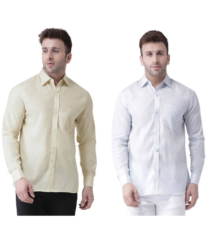     			RIAG 100% Cotton Regular Fit Solids Full Sleeves Men's Casual Shirt - Off-White ( Pack of 2 )
