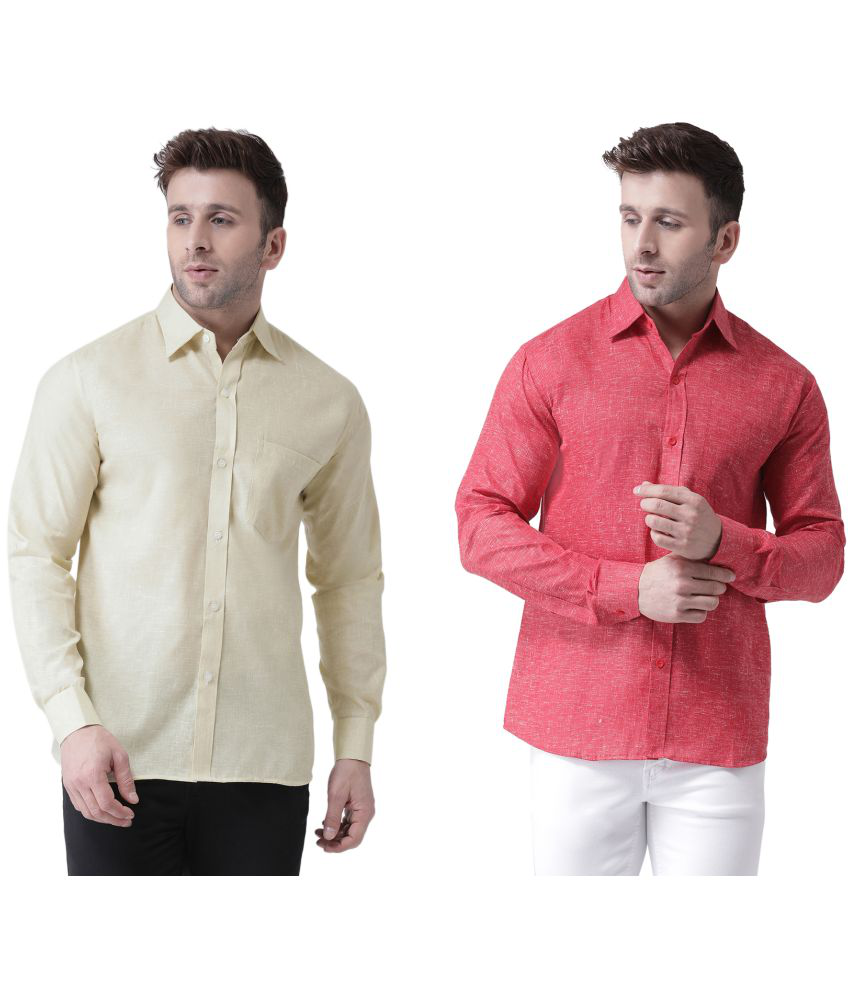     			RIAG 100% Cotton Regular Fit Self Design Full Sleeves Men's Casual Shirt - Maroon ( Pack of 2 )
