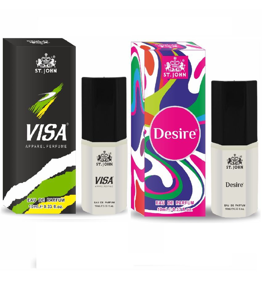     			St. John - Desire & Visa Perfume for Men 10ml Each Eau De Parfum (EDP) For Men 10ml ( Pack of 2 )