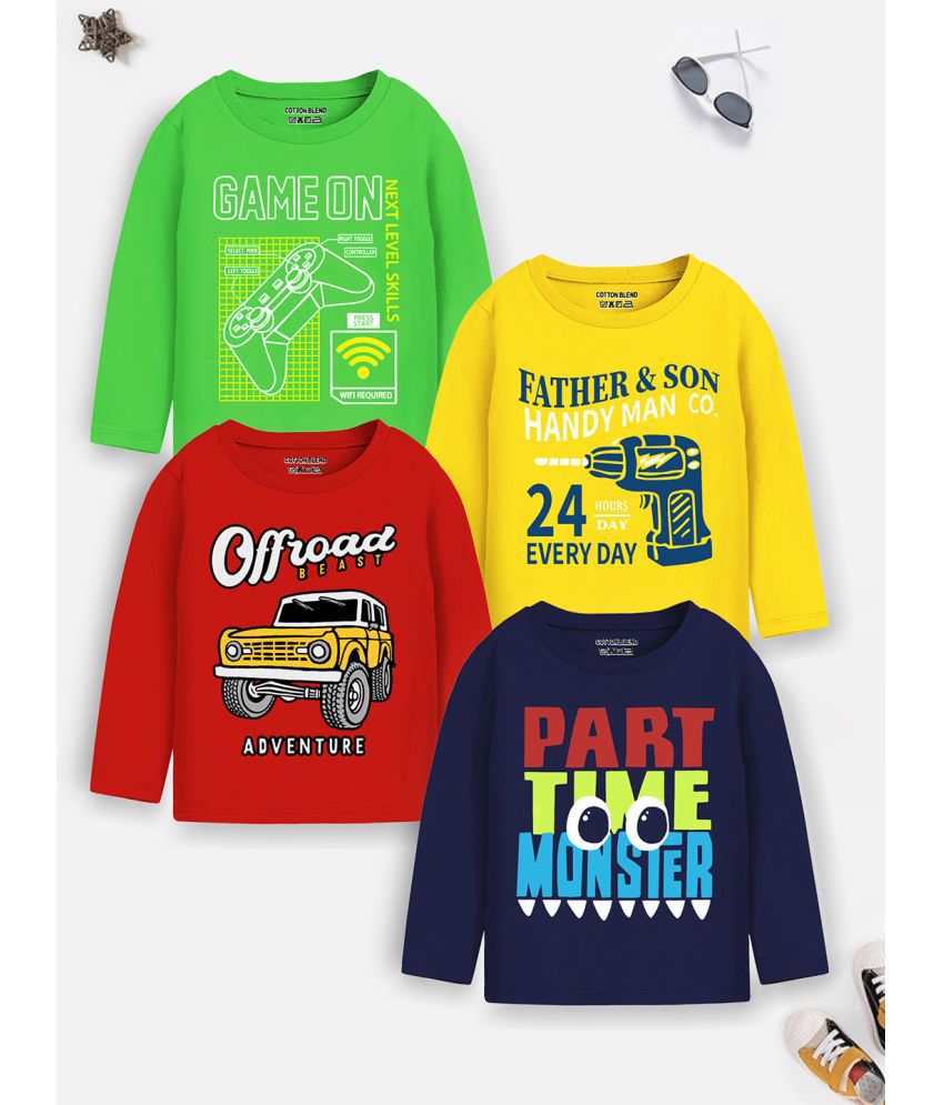     			Trampoline Multicolor Cotton Blend Boy's T-Shirt ( Pack of 4 )