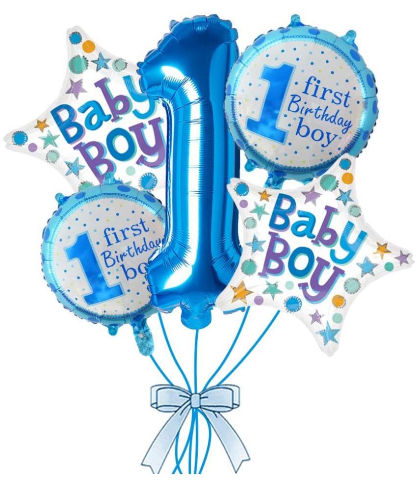     			Urban Classic 1 st Birthday Boy Foil Balloon for birthday theme Party Decoration for Boys (Multicolour) 5 Pieces
