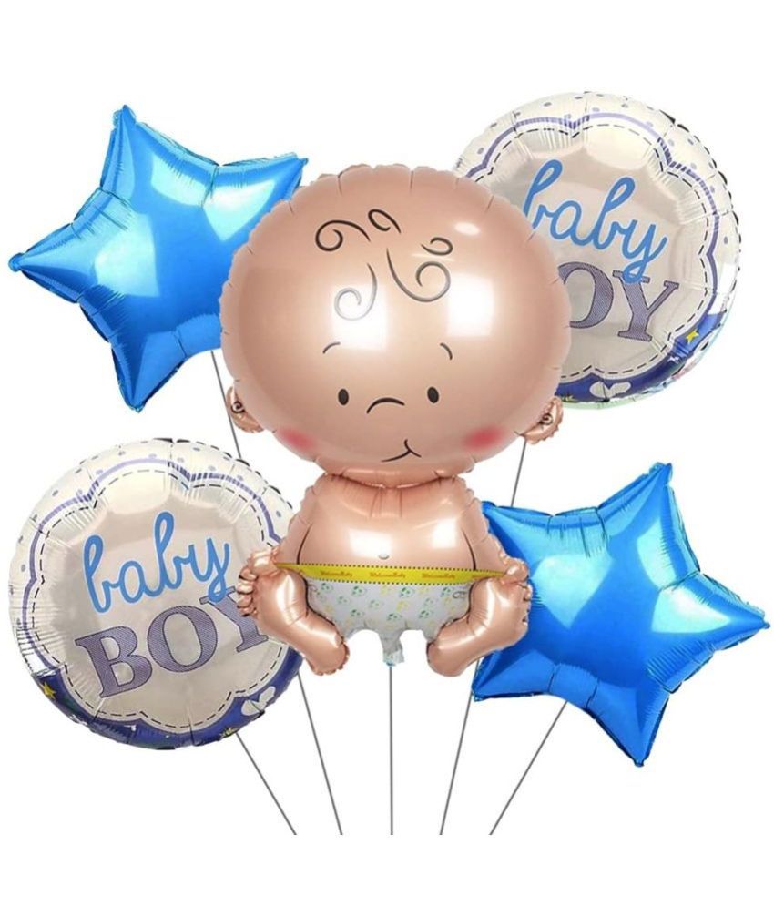     			Urban Classic Baby Boy Foil Balloon for birthday theme Party Decoration for Boys (Multicolour) 5 Pieces
