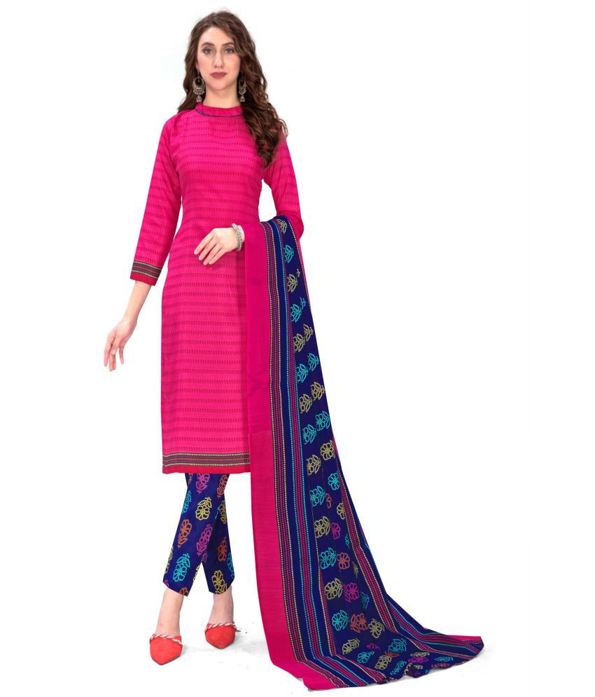     			WOW ETHNIC Unstitched Cotton Printed Dress Material - Pink ( Pack of 1 )