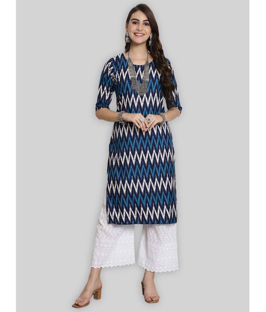     			1 Stop Fashion Crepe Printed Straight Women's Kurti - Blue ( Pack of 1 )