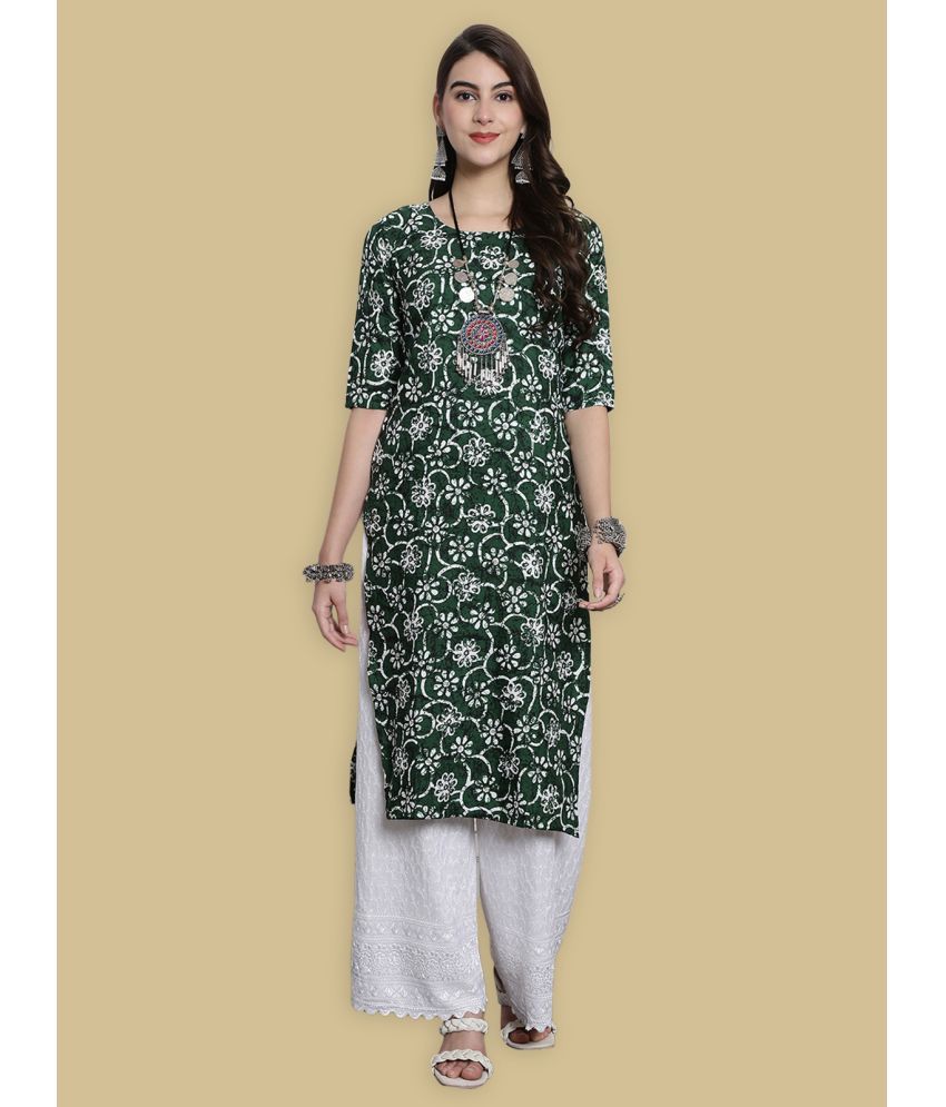     			1 Stop Fashion Crepe Printed Straight Women's Kurti - Green ( Pack of 1 )