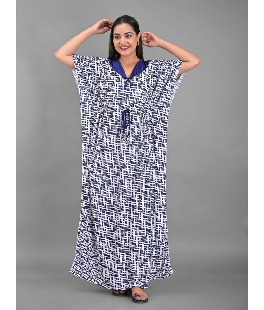     			Apratim Blue Satin Women's Nightwear Kaftan ( Pack of 1 )