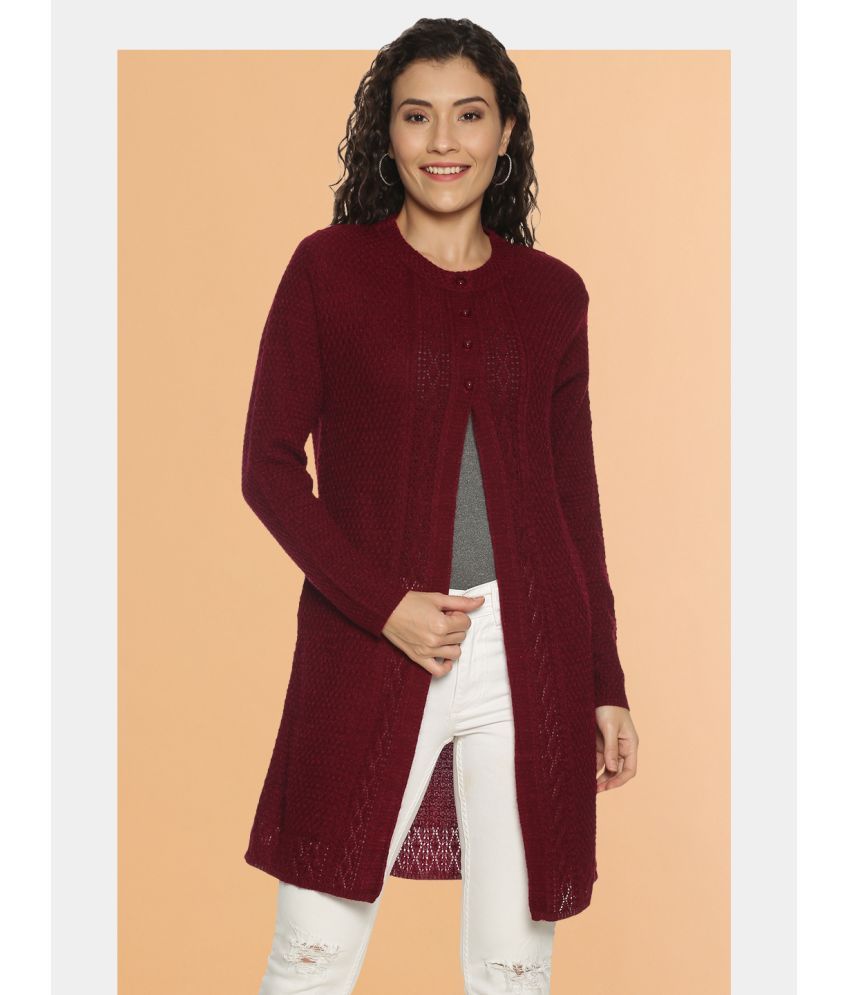     			Clapton Acro Wool Round Neck Women's Cardigans Dress - Maroon ( )