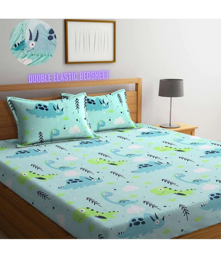     			HIDECOR Microfibre Humor & Comic 1 Bedsheet with 2 Pillow Covers - Green