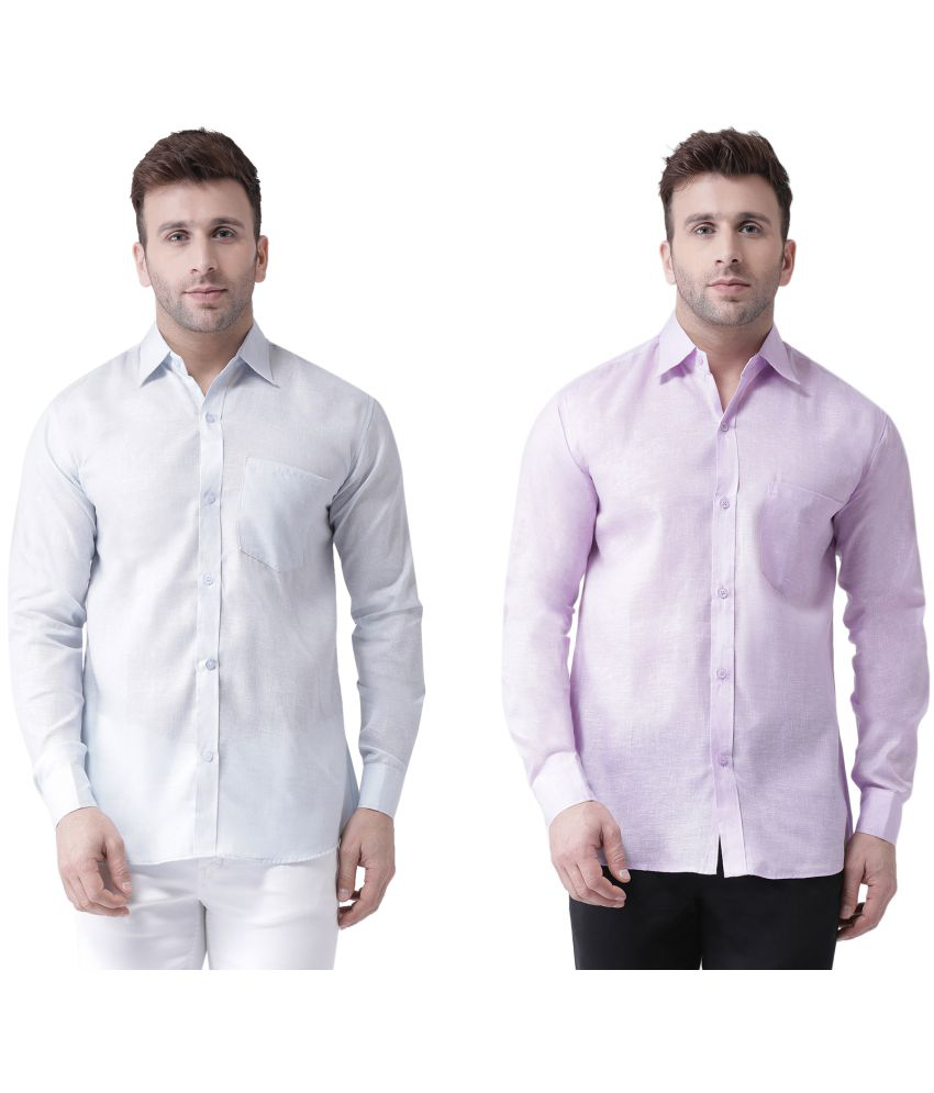     			KLOSET By RIAG 100% Cotton Regular Fit Solids Full Sleeves Men's Casual Shirt - Lavender ( Pack of 2 )