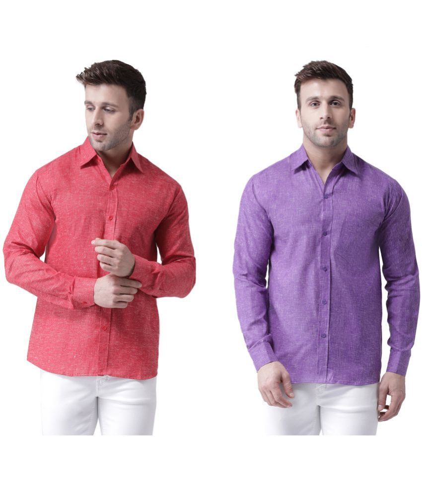     			KLOSET By RIAG 100% Cotton Regular Fit Self Design Full Sleeves Men's Casual Shirt - Mauve ( Pack of 2 )