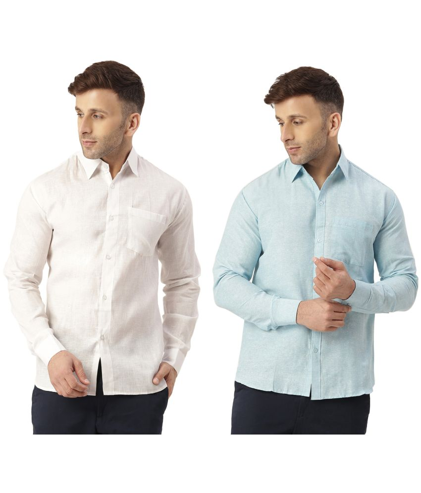     			KLOSET By RIAG 100% Cotton Regular Fit Solids Full Sleeves Men's Casual Shirt - Light Blue ( Pack of 2 )