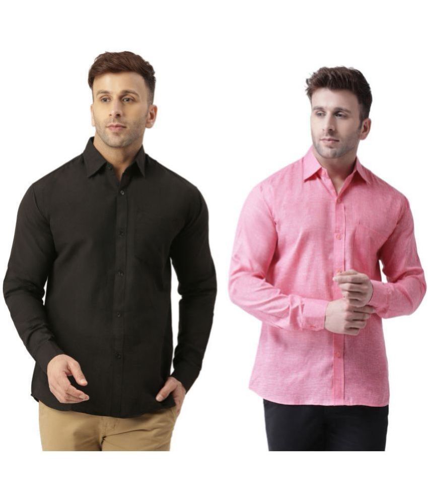     			KLOSET By RIAG 100% Cotton Regular Fit Solids Full Sleeves Men's Casual Shirt - Fluorescent Pink ( Pack of 2 )