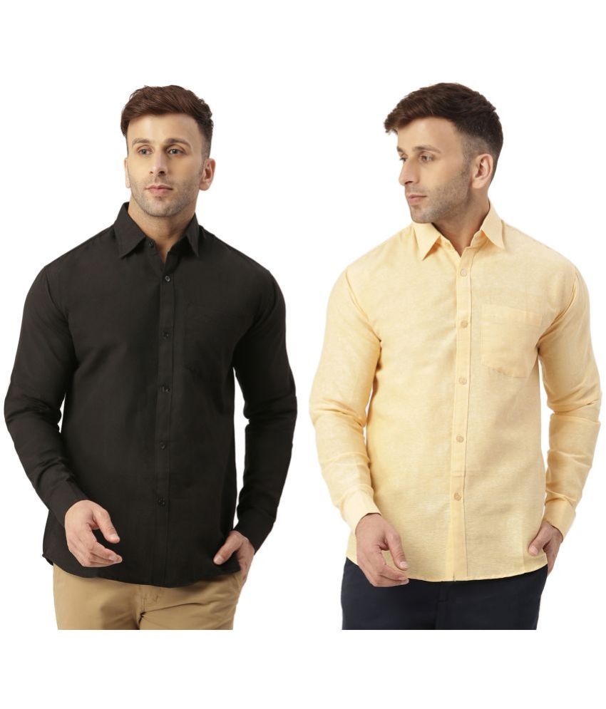     			KLOSET By RIAG 100% Cotton Regular Fit Solids Full Sleeves Men's Casual Shirt - Yellow ( Pack of 2 )