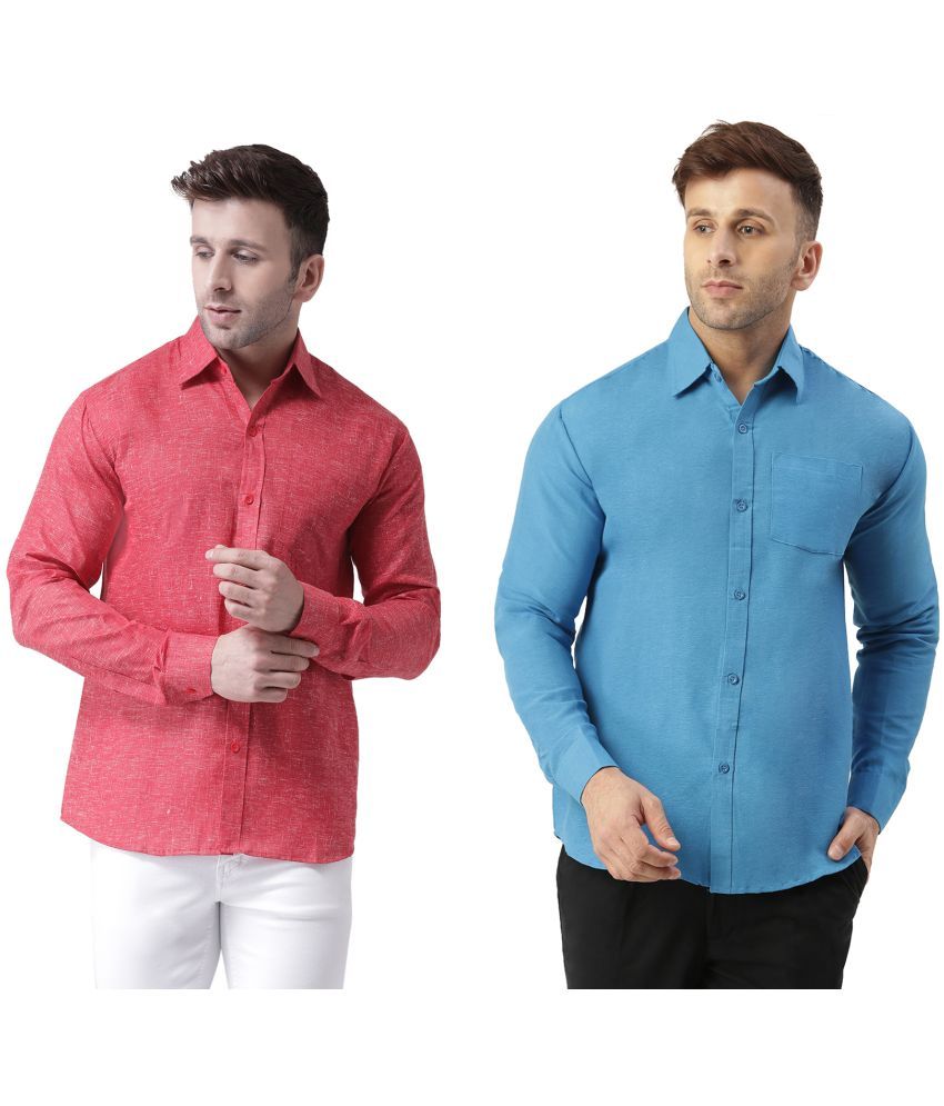     			KLOSET By RIAG 100% Cotton Regular Fit Solids Full Sleeves Men's Casual Shirt - Blue ( Pack of 2 )