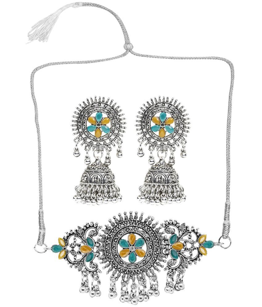     			PUJVI Multi Color German Necklace Set ( Pack of 1 )