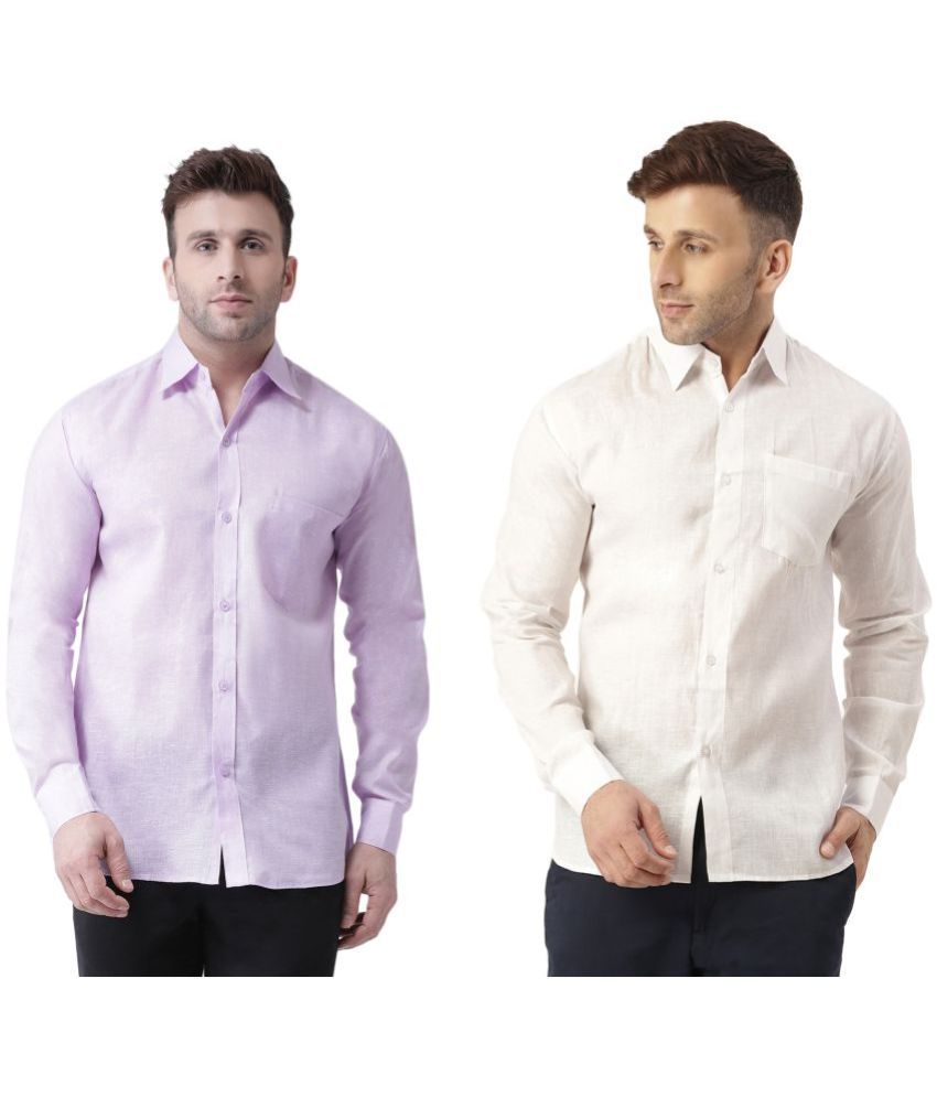     			RIAG 100% Cotton Regular Fit Self Design Full Sleeves Men's Casual Shirt - White ( Pack of 2 )