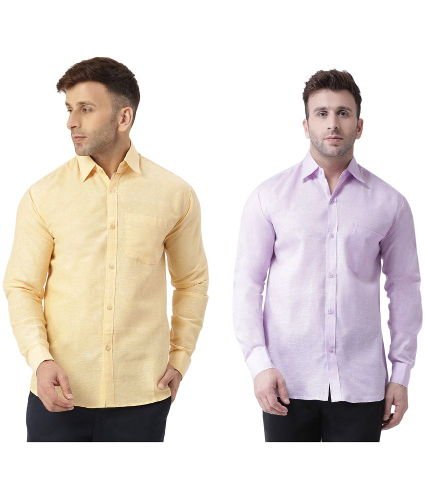     			RIAG 100% Cotton Regular Fit Solids Full Sleeves Men's Casual Shirt - Lavender ( Pack of 2 )