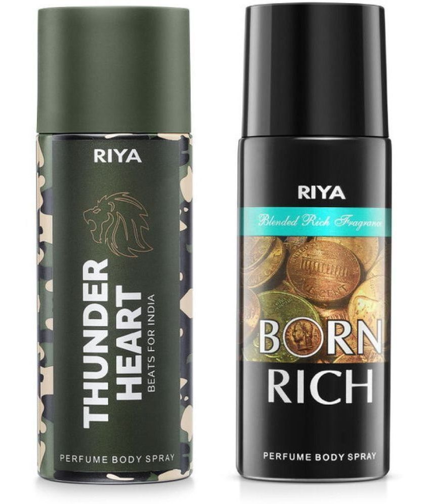     			Riya Thunder Heart & Born Rich Deodorant Spray & Perfume For Men 300 ( Pack of 2 )