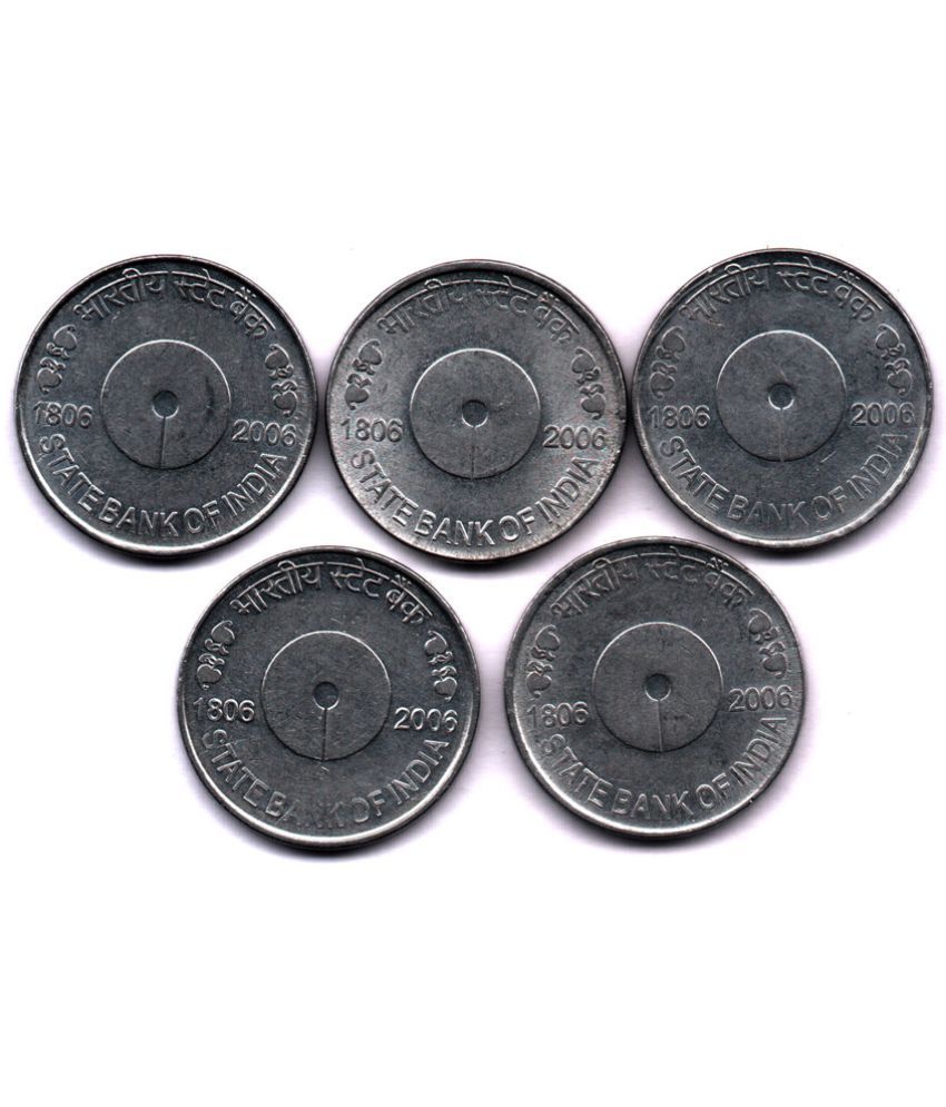     			5  /  FIVE  RS / RUPEE  STEEL (5 PCS)  COMMEMORATIVE COLLECTIBLE-  U.N.C