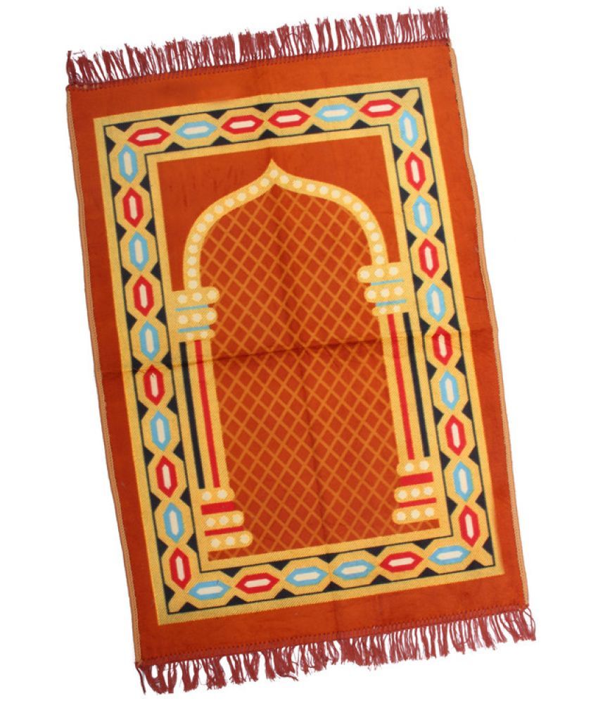     			ADIRNY Orange Single Regular Velvet Prayer Mat ( 115 X 75 cm )