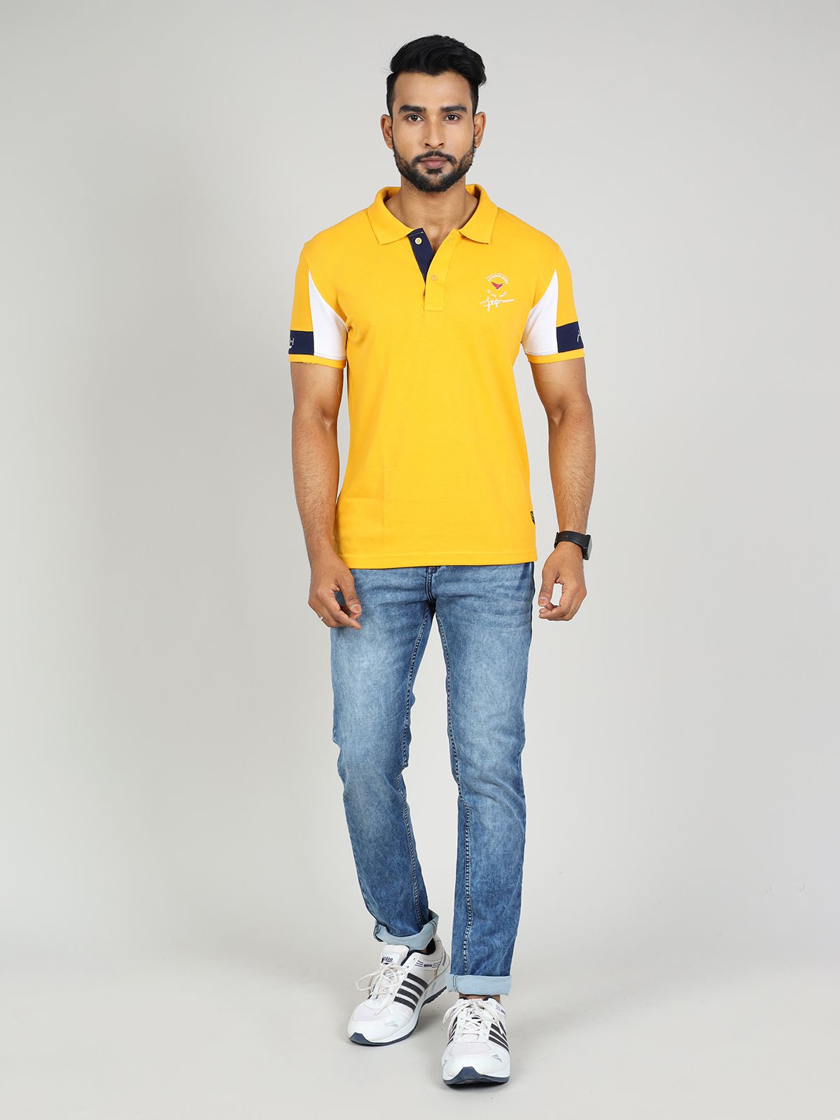     			GAME BEGINS Cotton Slim Fit Colorblock Half Sleeves Men's Polo T Shirt - Yellow ( Pack of 1 )