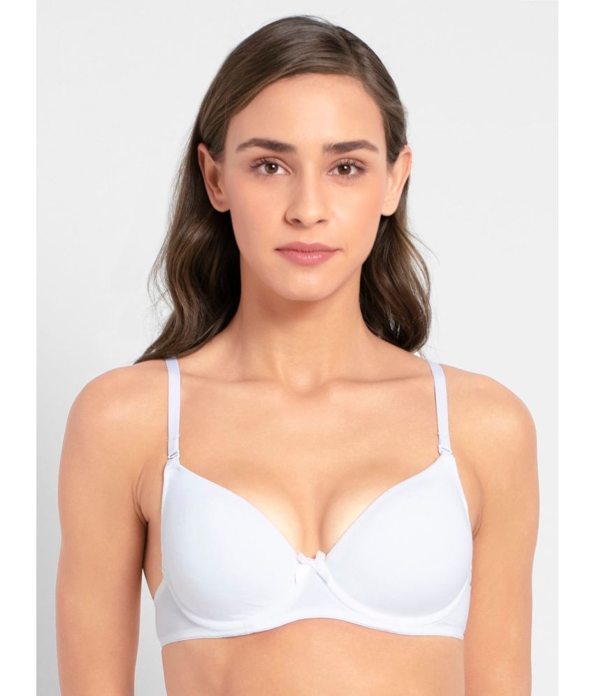     			Jockey 1245 Under-Wired Padded Super Combed Cotton Elastane Multiway Styled T-Shirt Bra - White