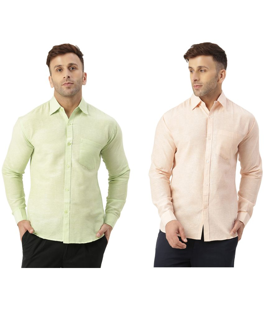     			KLOSET By RIAG 100% Cotton Regular Fit Self Design Full Sleeves Men's Casual Shirt - Peach ( Pack of 2 )