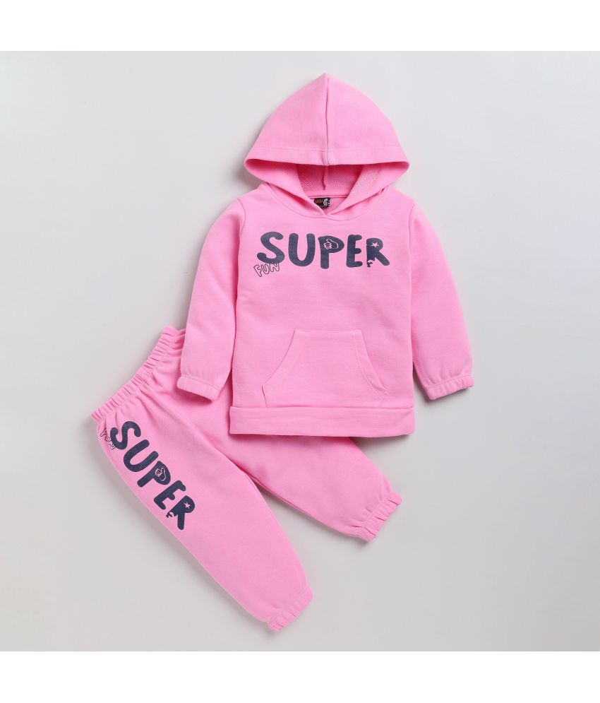     			Little Smart Pink Cotton Unisex Sweatshirt & Jogger Set ( Pack of 1 )
