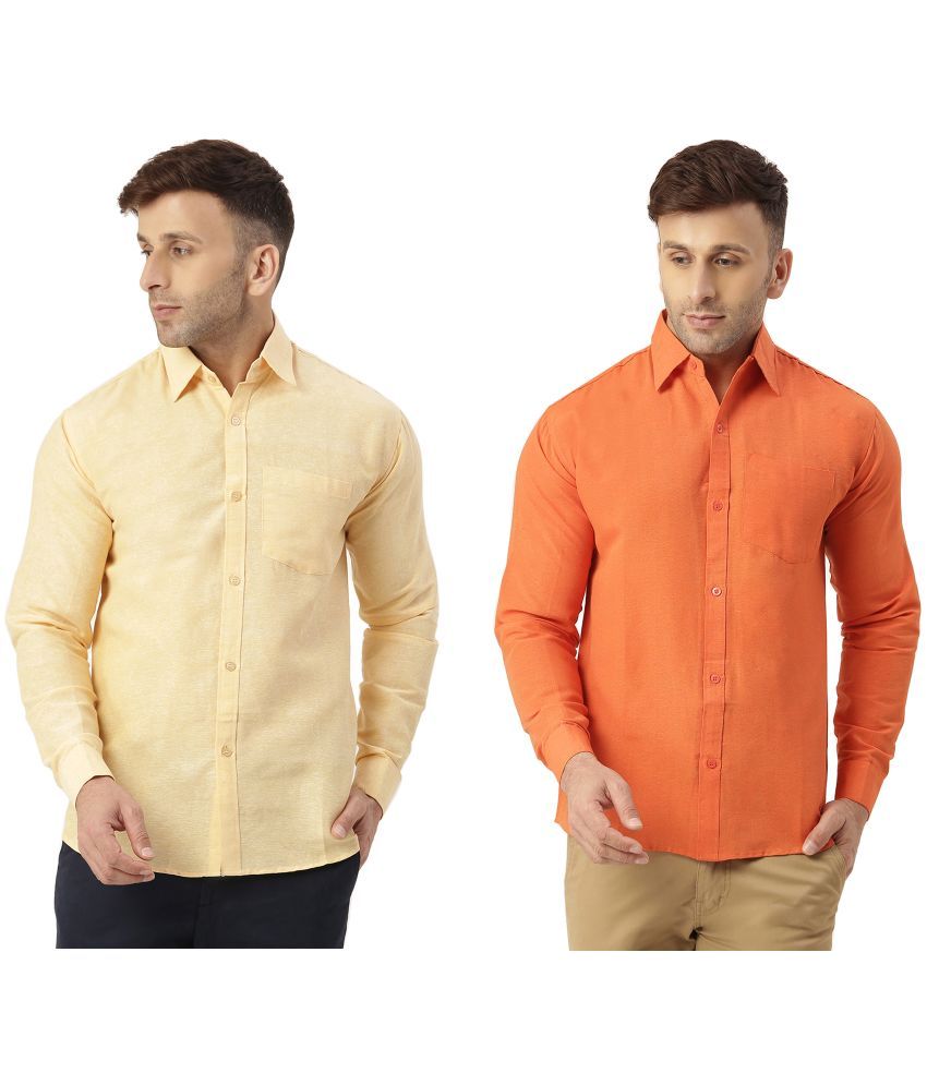     			RIAG 100% Cotton Regular Fit Solids Full Sleeves Men's Casual Shirt - Orange ( Pack of 2 )