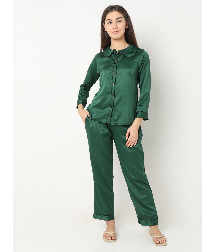     			Smarty Pants Green Satin Women's Nightwear Nightsuit Sets ( Pack of 1 )