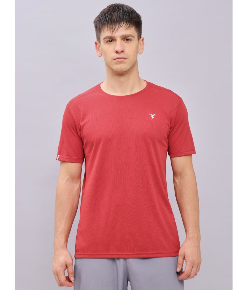     			Technosport Red Polyester Slim Fit Men's Sports T-Shirt ( Pack of 1 )