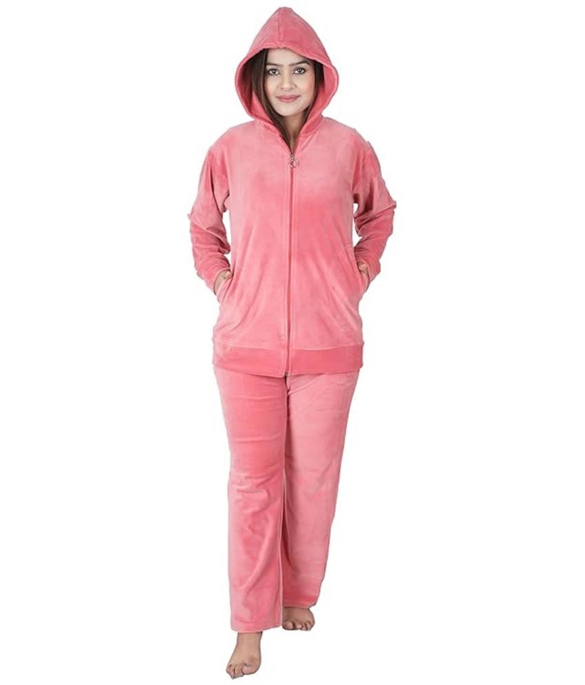     			Whyme Fashion Pink Cotton Blend Solid Tracksuit - Pack of 1