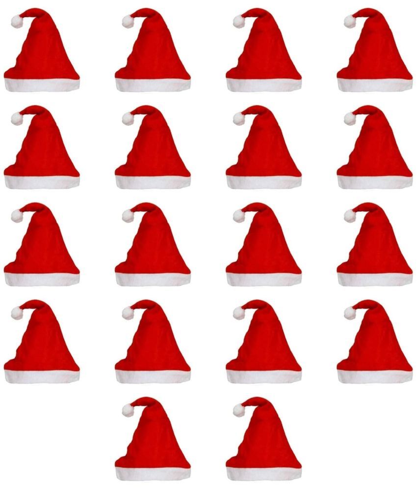     			eCraftIndia Red & White 18 Pieces Velvet Christmas Hats