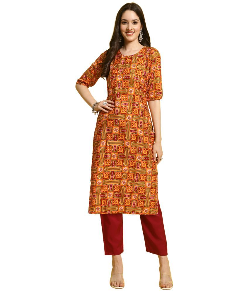     			1 Stop Fashion Crepe Printed Straight Women's Kurti - Multicoloured ( Pack of 1 )