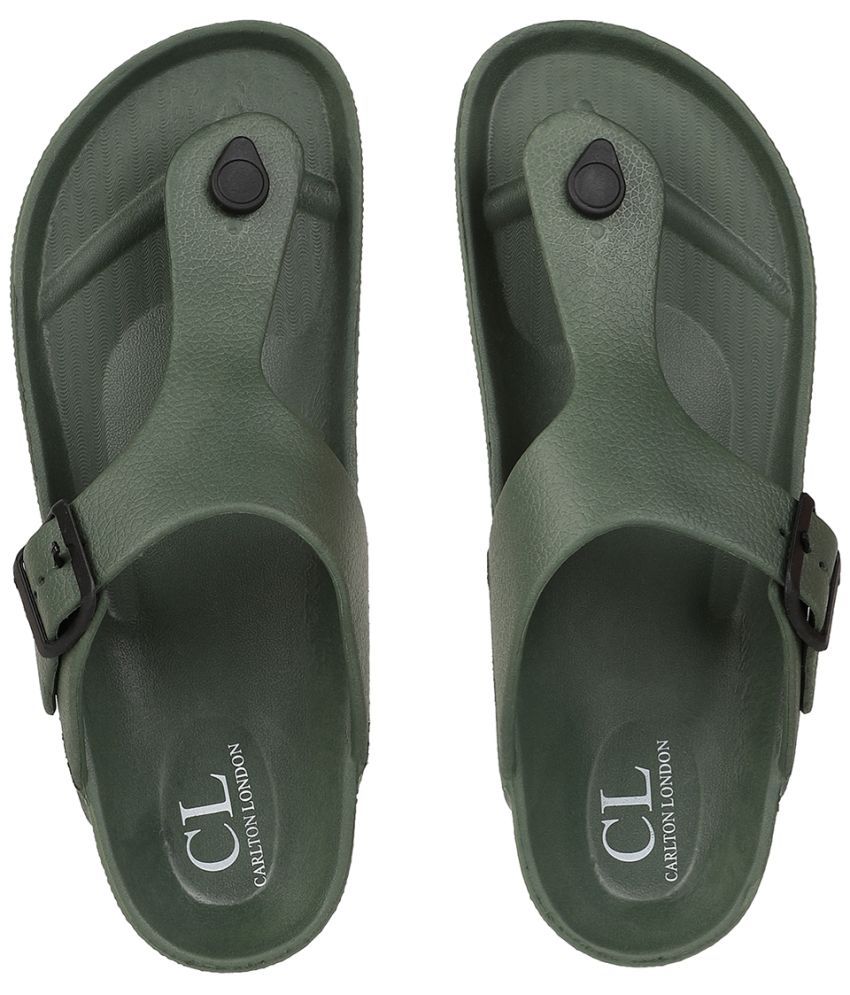     			Carlton London Olive Men's Leather Slipper