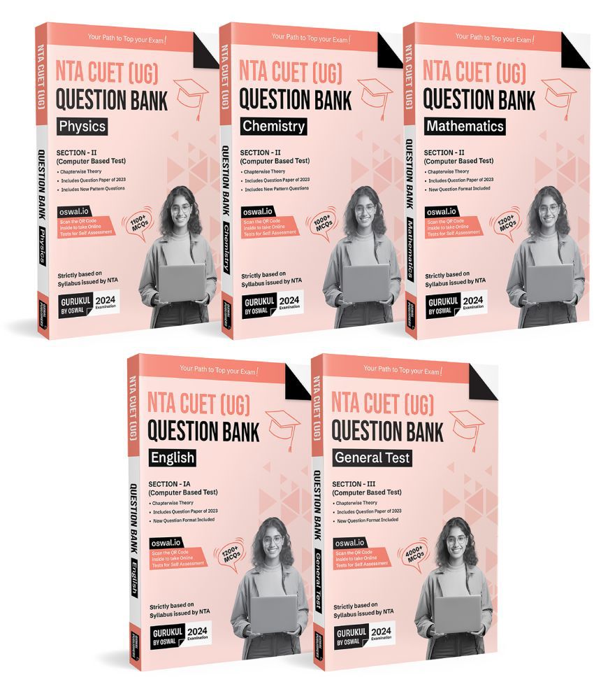     			Gurukul NTA CUET Science PCM Question Bank Bundles (Set of 5) Exam 2024 : Physics, Chemistry, Maths, English & General Test (MCQs, Chapterwise Theory, 2023 Solved Paper, New Paper Pattern)