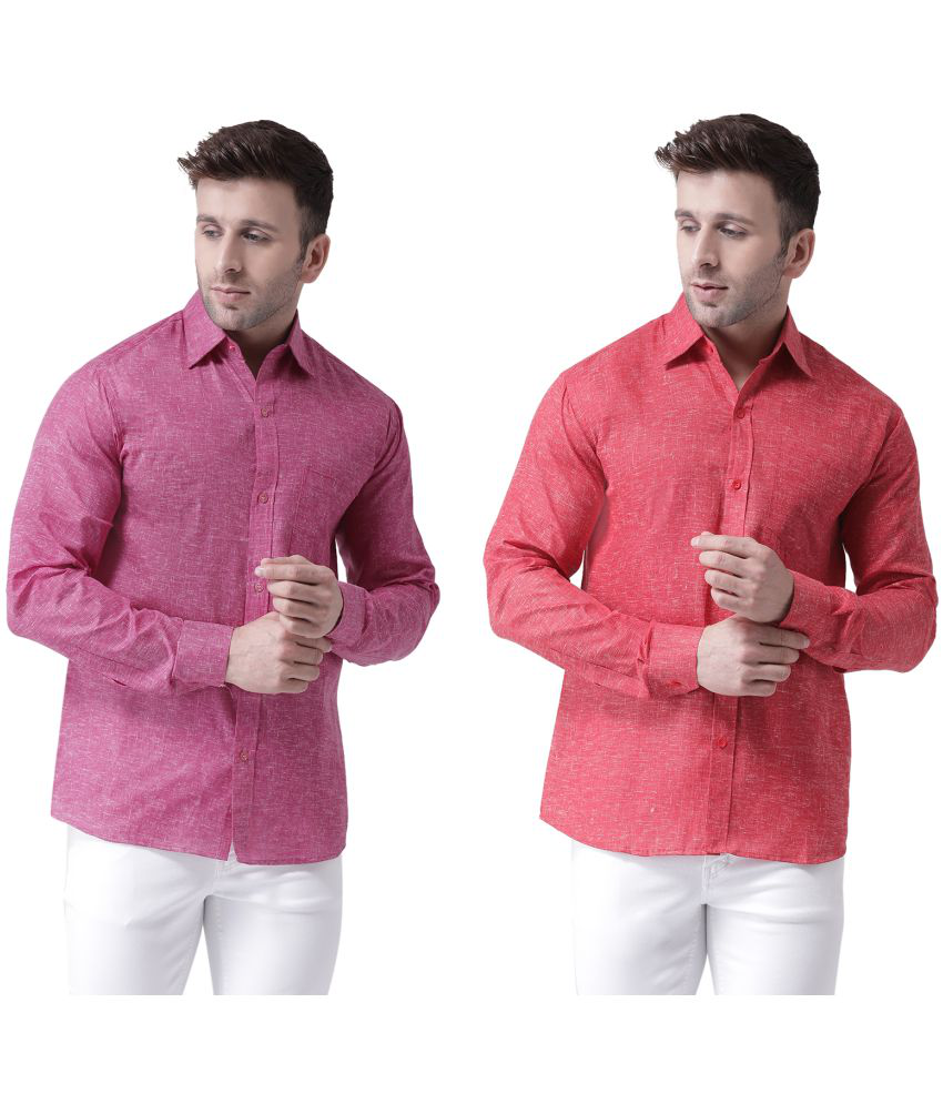     			KLOSET By RIAG 100% Cotton Regular Fit Self Design Full Sleeves Men's Casual Shirt - Maroon ( Pack of 2 )