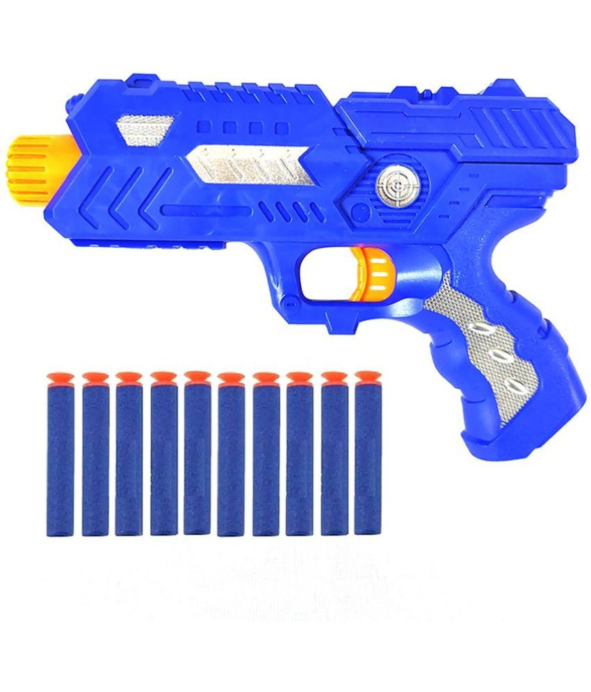     			RAINBOW RIDERS Plastic Air Blaster Soft Shooting Gun Toy With 10 Foam Bullets For Kids, Manual Operation Soft Suction Bullets Toy Gun, Fun Target Shooting Game for Kids Boys Girls, Blue, 5+ Years  (Pack of 1)