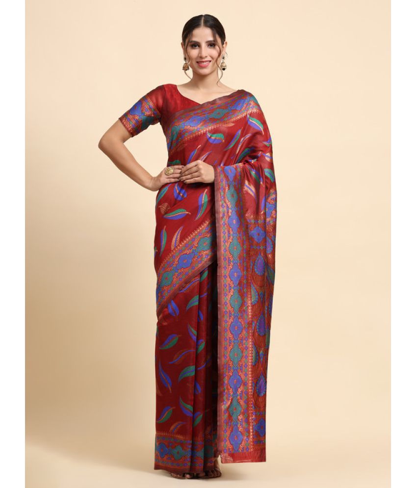     			Surat Textile Co Banarasi Silk Printed Saree With Blouse Piece - Red ( Pack of 1 )