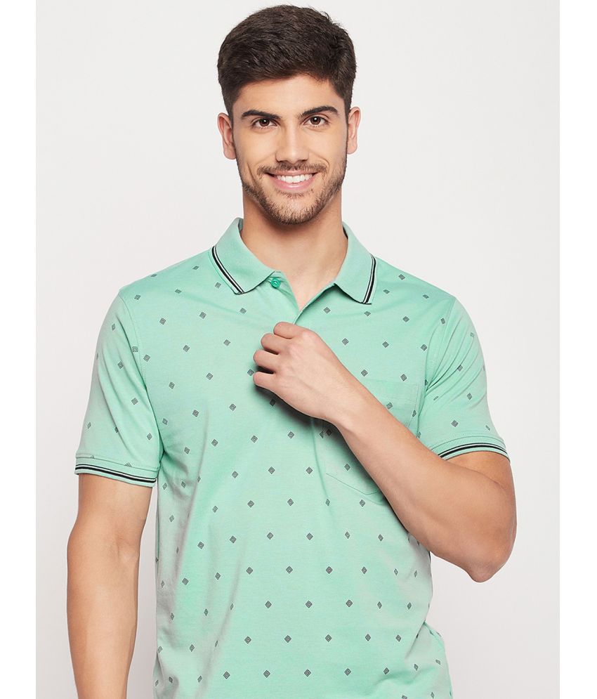     			UNIBERRY Cotton Blend Regular Fit Printed Half Sleeves Men's Polo T Shirt - Mint Green ( Pack of 1 )