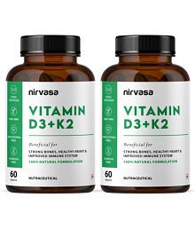 Nirvasa Vitamin D3 + K2 Tablets with Calcium Carbonate &amp; Vitamin K2 60 Tablets (Pack of 2)