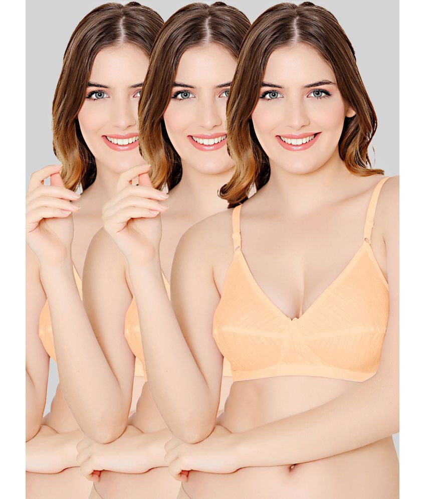     			Bodycare Beige Cotton Blend Non Padded Women's Everyday Bra ( Pack of 3 )