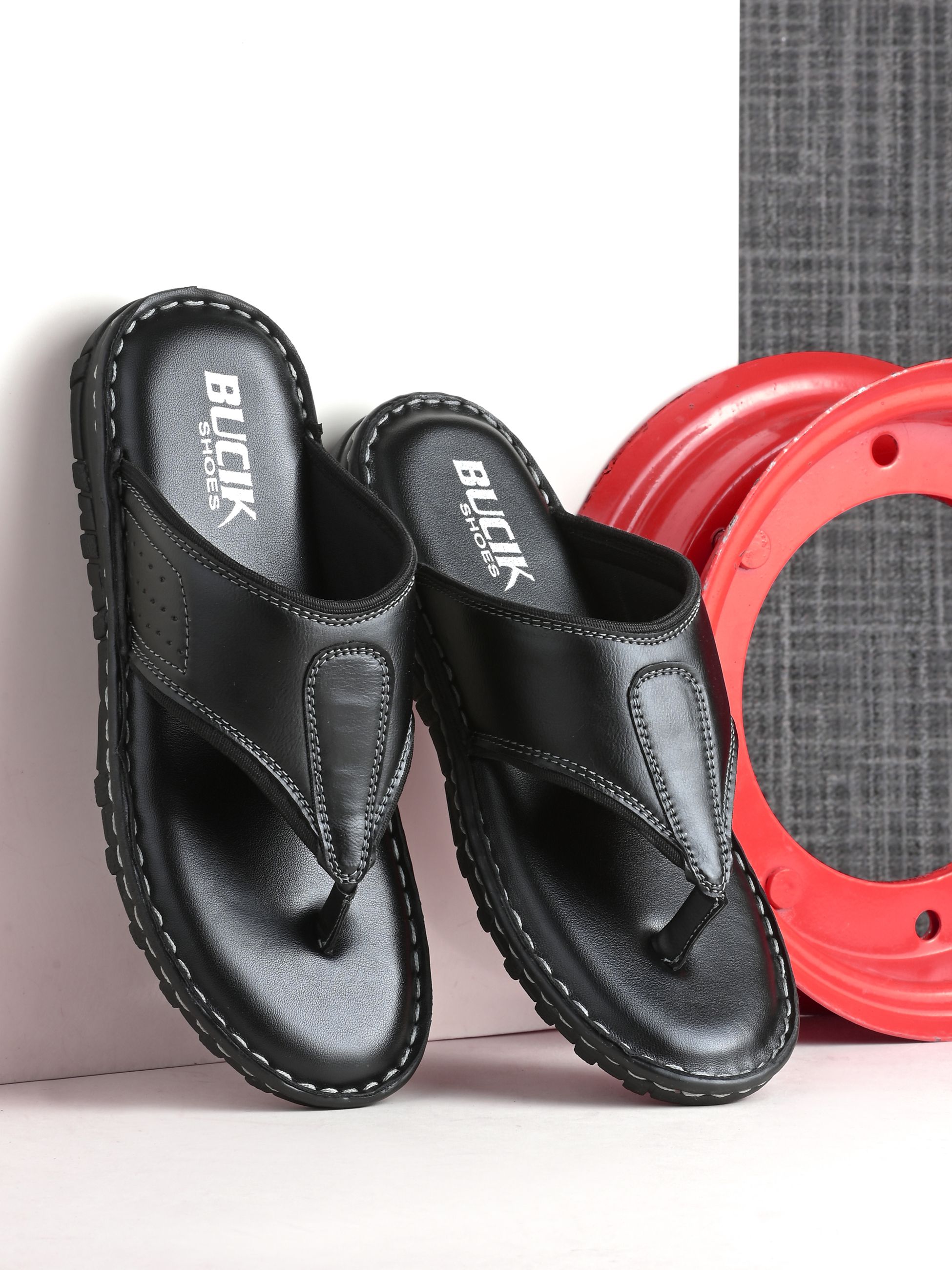     			Bucik - Black Men's Thong Flip Flop