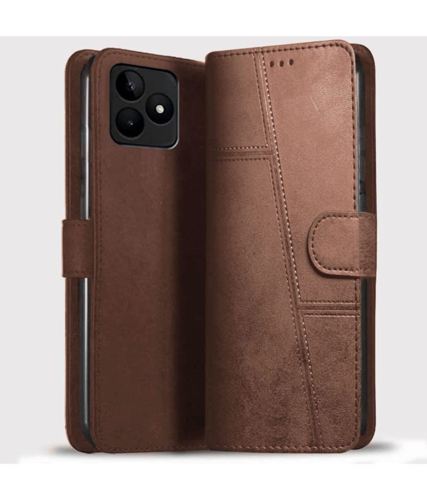     			NBOX Brown Flip Cover Artificial Leather Compatible For Realme Narzo N53 ( Pack of 1 )